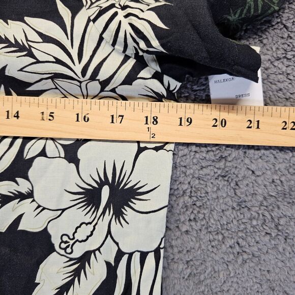 Hawaiian Reserve‎ Collection Dress Womens Medium Black Floral Short Sleeve - Picture 6 of 11